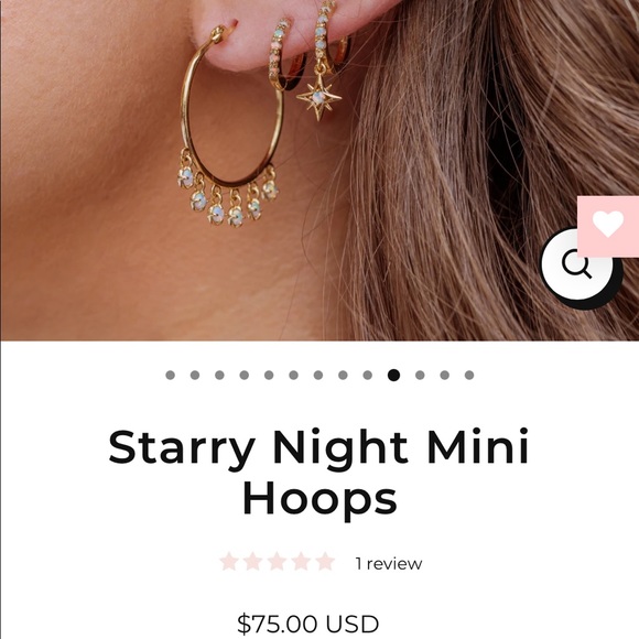 Starry Night Mini Gold Opal Hoops Earrings Huggies - Picture 6 of 16